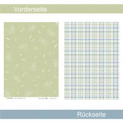 Zarte Blüten + kariert - Wiesentraum blau - Designpapier